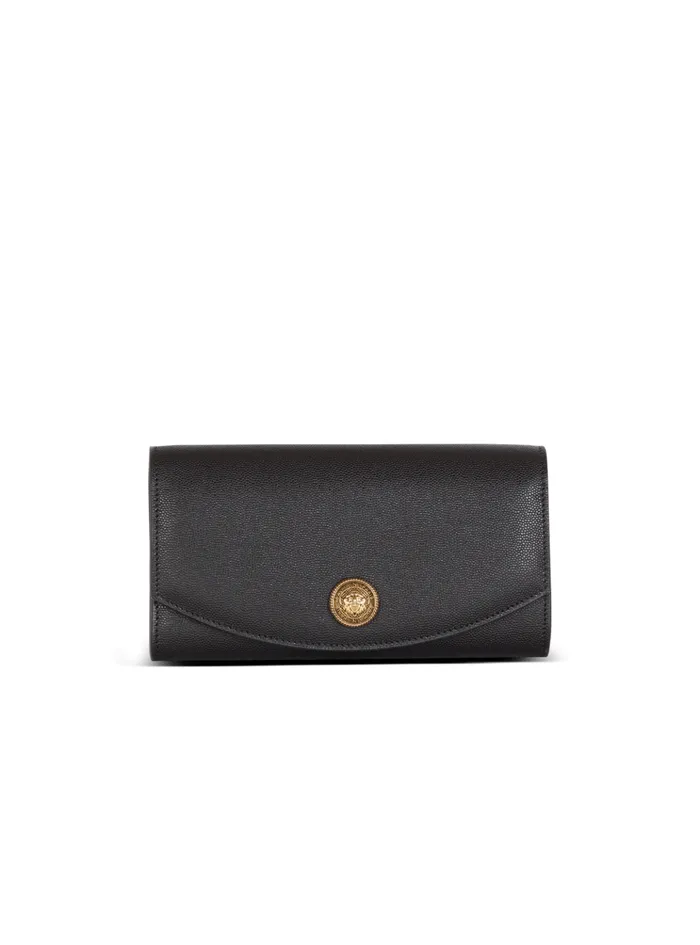 Emblegraveme Grained Calfskin Clutch Black Women Balmain Clutches