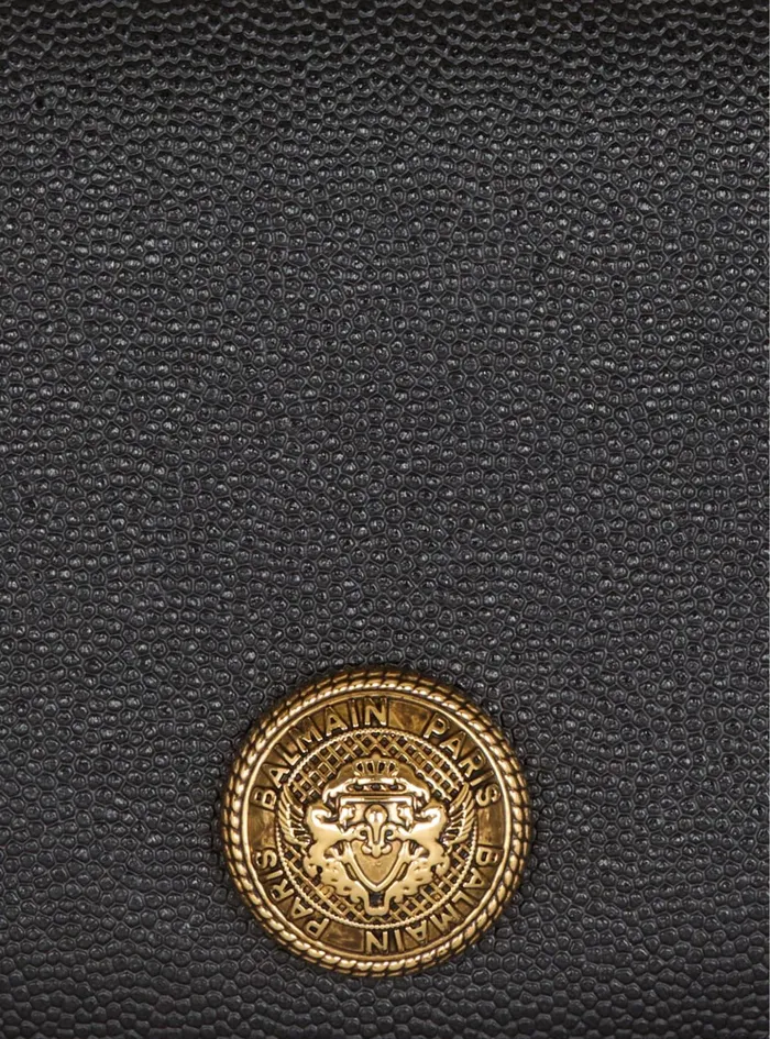 Emblegraveme Grained Calfskin Clutch Black Women Balmain Clutches