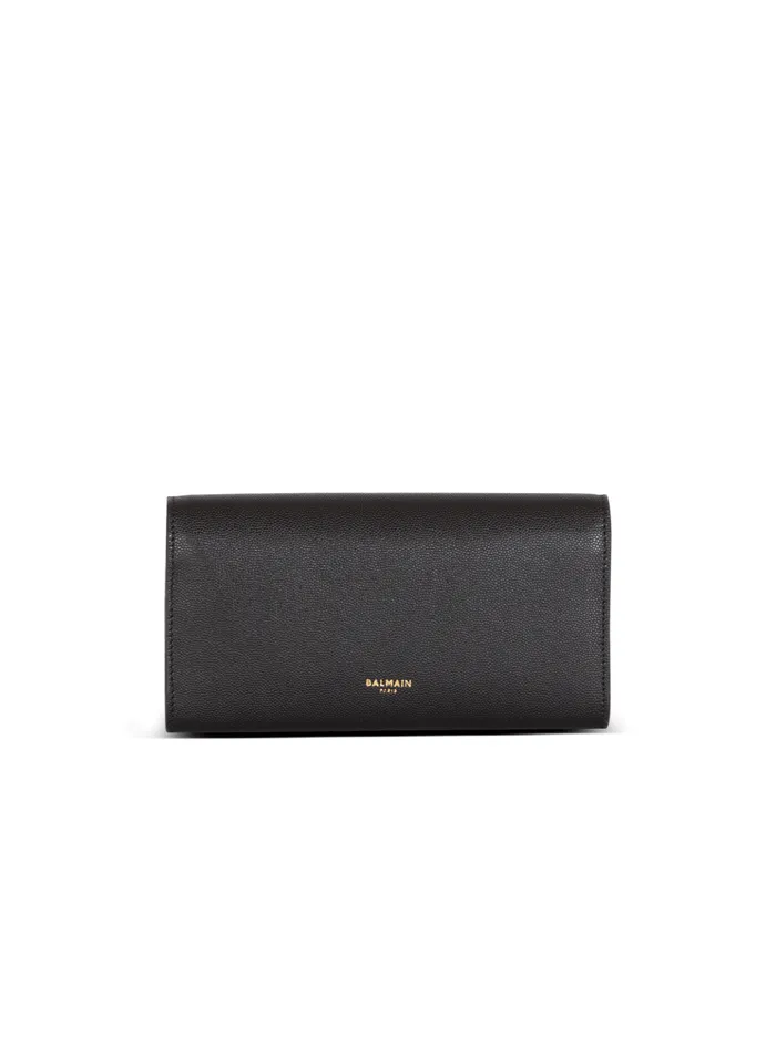 Emblegraveme Grained Calfskin Clutch Black Women Balmain Clutches