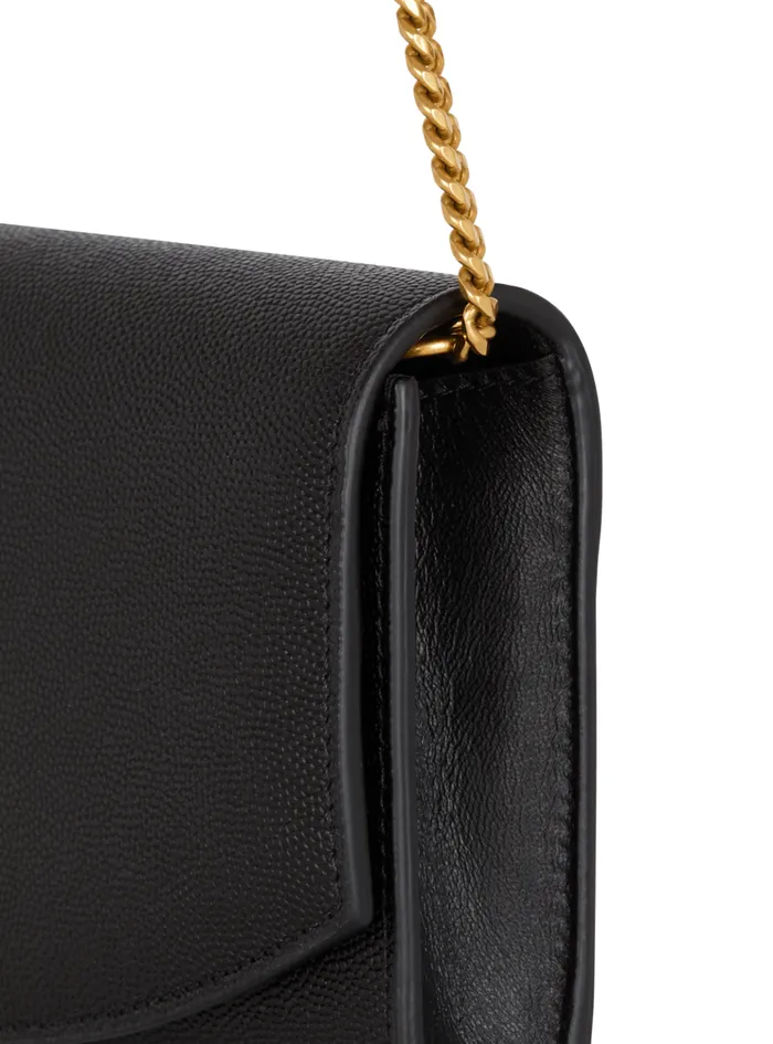 Emblegraveme Grained Calfskin Clutch Black Women Balmain Clutches