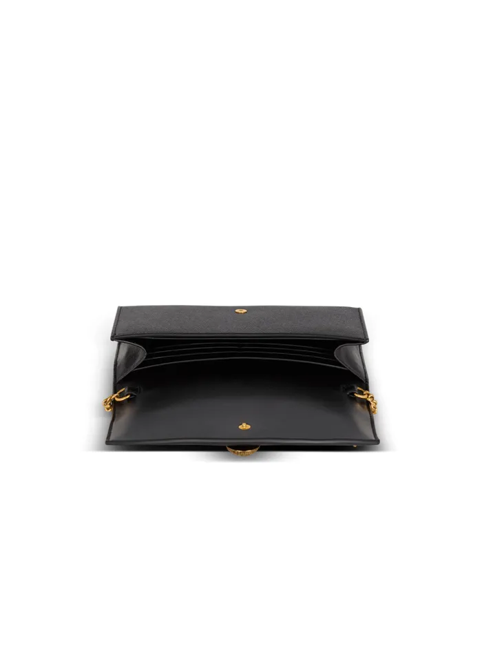 Emblegraveme Grained Calfskin Clutch Black Women Balmain Clutches