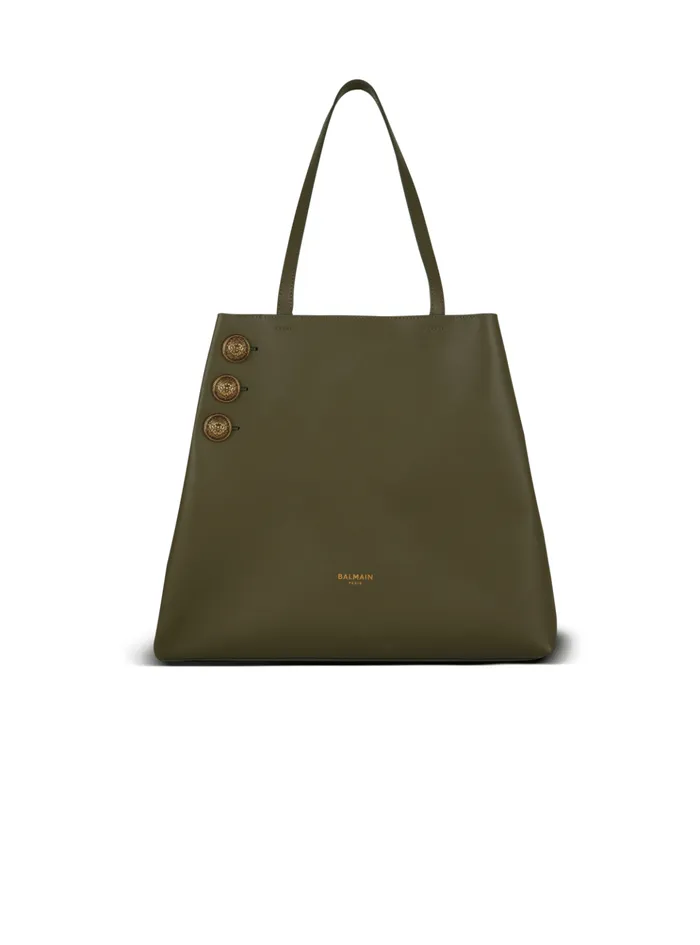 Emblegraveme Leather Tote Bag Khaki Women Balmain Shoulder Bags