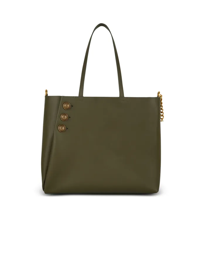 Emblegraveme Leather Tote Bag Khaki Women Balmain Shoulder Bags