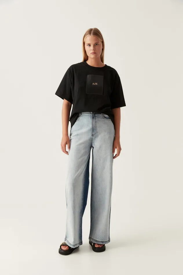 Embrace Wide Leg Jeans Two Tone Indigo Women Aje Pants