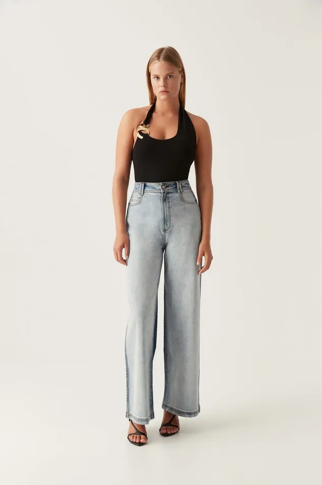 Embrace Wide Leg Jeans Two Tone Indigo Women Aje Pants