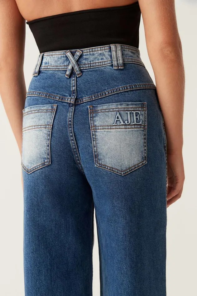 Embrace Wide Leg Jeans Two Tone Indigo Women Aje Pants