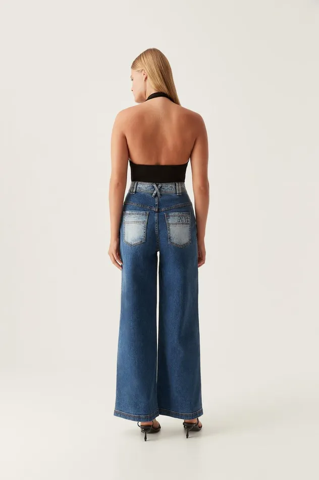 Embrace Wide Leg Jeans Two Tone Indigo Women Aje Pants
