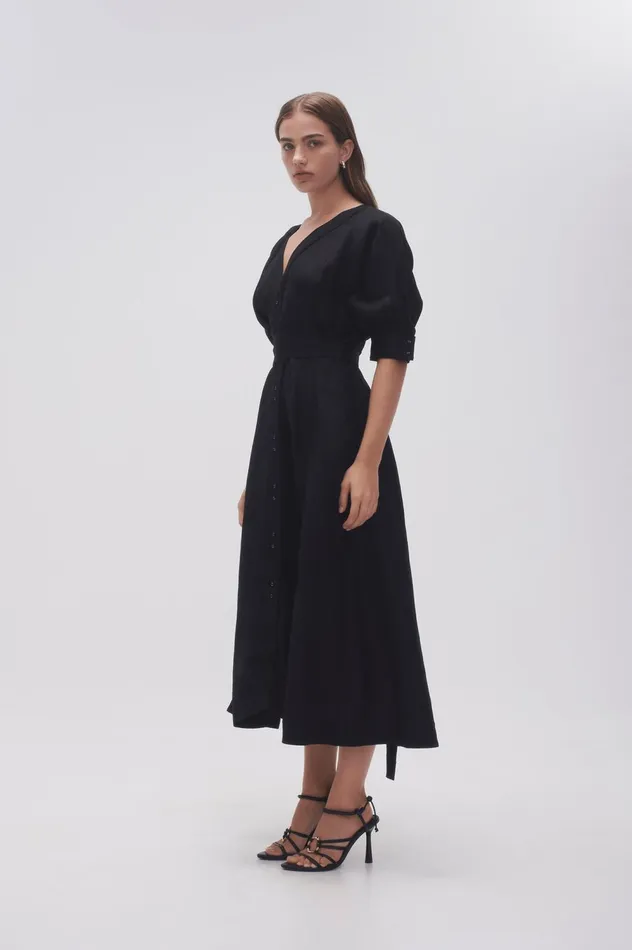 Ennoble Dress Black Women Aje Midi Dresses