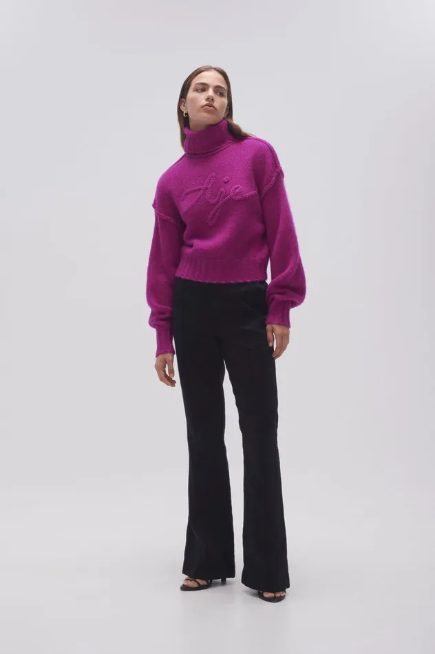 Evita Balloon Sleeve Jumper Plum Purple Women Aje Knitwear 038 Jumpers