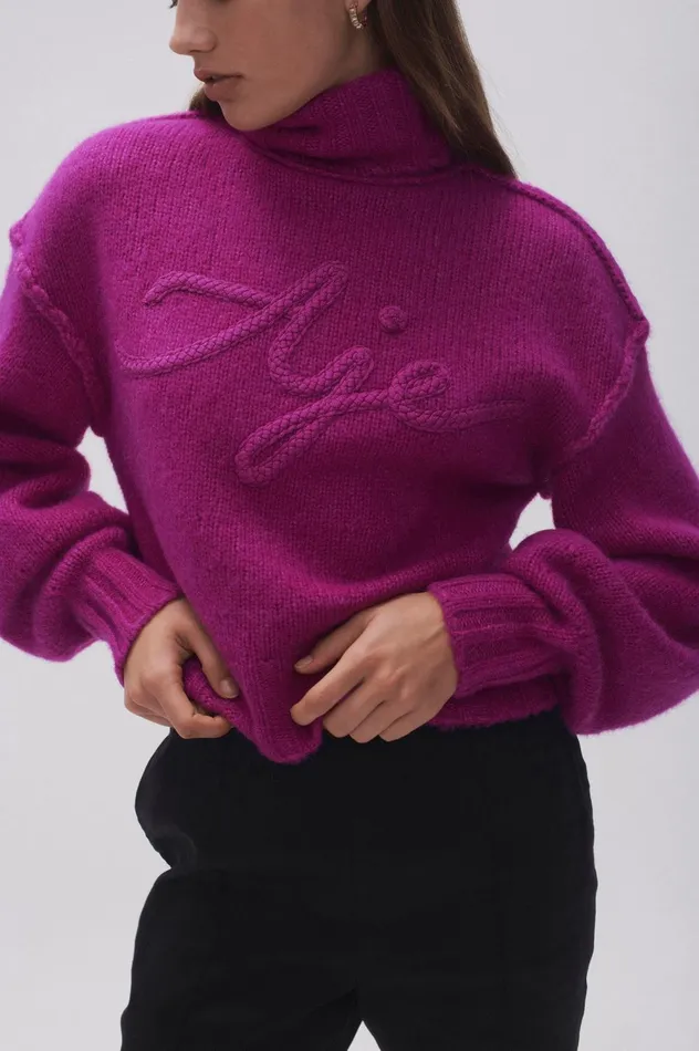 Evita Balloon Sleeve Jumper Plum Purple Women Aje Knitwear 038 Jumpers
