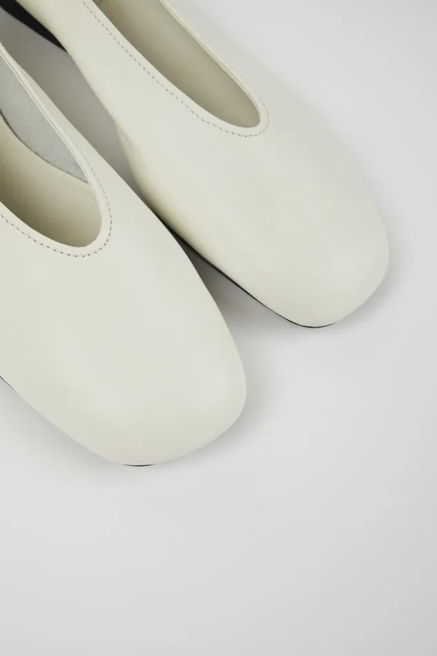 Flat Shoes Women Camper Casi Myra White Leather Ballerina