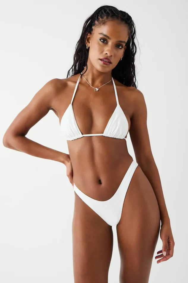 Frankies Bikinis Bikinis Women Full Moon Micro Ribbed Bikini Bottom White