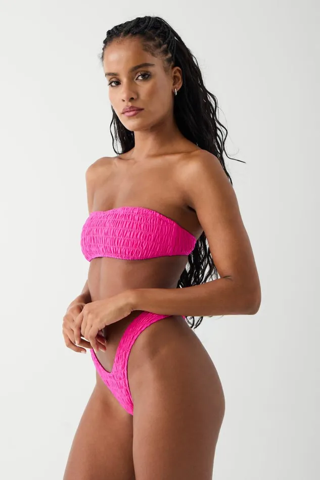 Frankies Bikinis Bikinis Women Rosabella Bandeau Shine Bikini Top Candy Pink