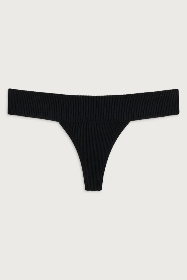 Frankies Bikinis Bikinis Women Sofia Ribbed Micro Bikini Bottom Black