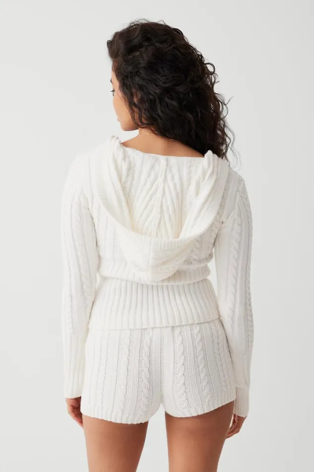 Frankies Bikinis Cloud Knits Women Evermore Cable Cloud Knit Micro Short Snow White