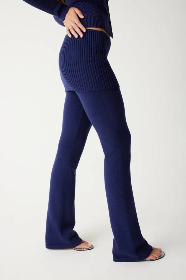 Frankies Bikinis Cloud Knits Women Mason Cloud Knit Flare Pant Luna Blue