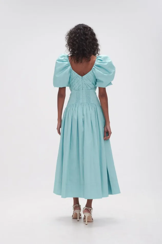 Gabrielle Plunge Midi Dress Spearmint Blue Women Aje Midi Dresses