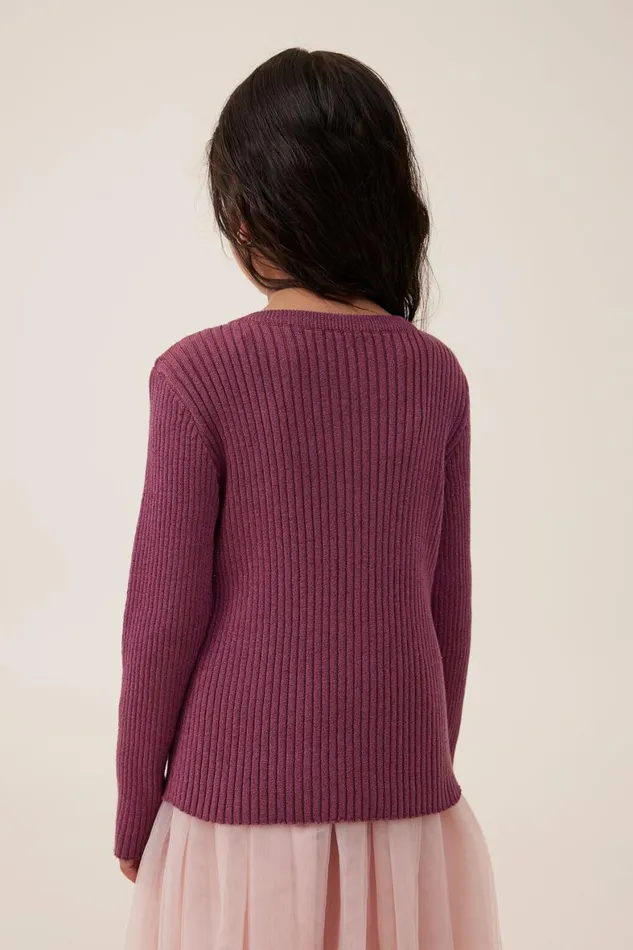 Girls 214 Jackets and Sweaters Cotton On Molly Cardigan Vintage Berry Sparkle
