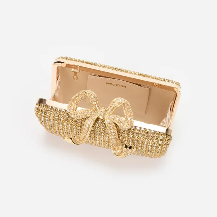 Gold Crystal Box Clutch Women Self Portrait Clutch Bags Gold Crystal Box Clutch Women Self Portrait Clutch Bags