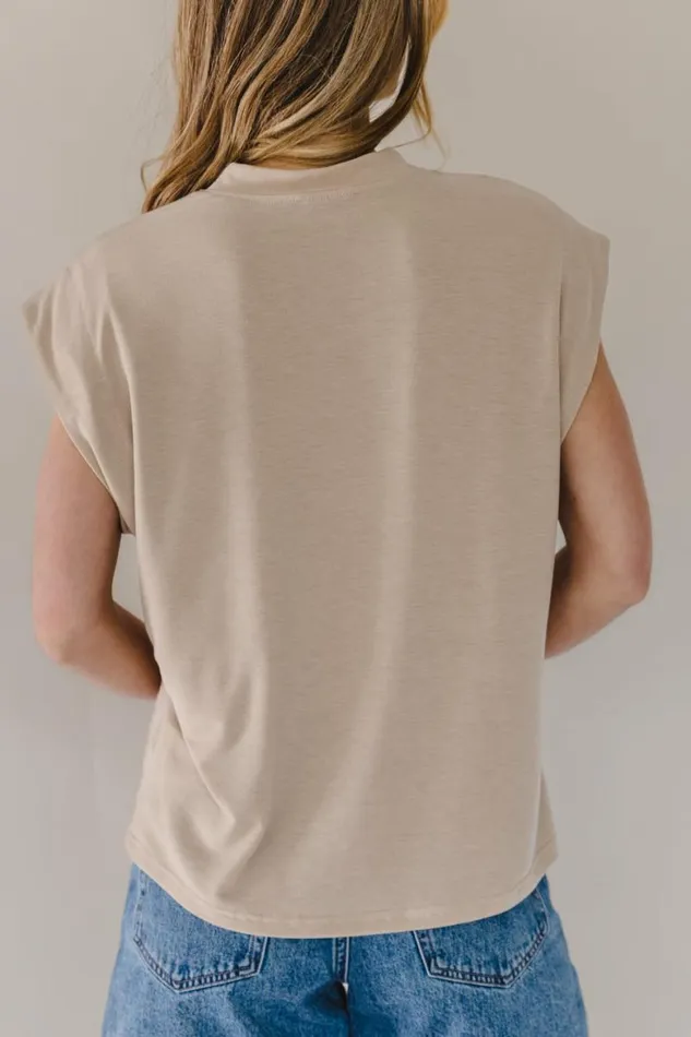 Greta Muscle Tee In Tan Tan Women Bohme Tees and Tanks