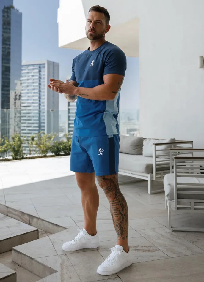 Gym King Shorts Men Contrast Panel Fleece Short 8211 Riviera BlueSky Blue