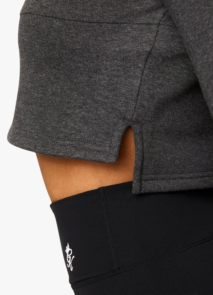 Gym King Sweatshirts and Hoodies Women Sky Fleece Crop Hoodie 8211 Charcoal MarlWhite