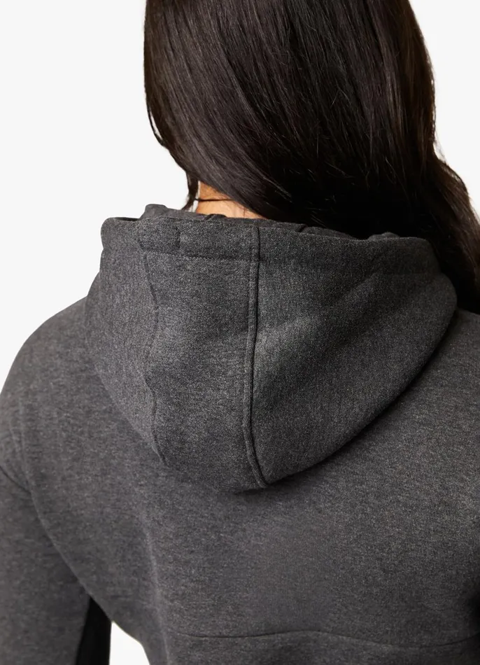 Gym King Sweatshirts and Hoodies Women Sky Fleece Crop Hoodie 8211 Charcoal MarlWhite
