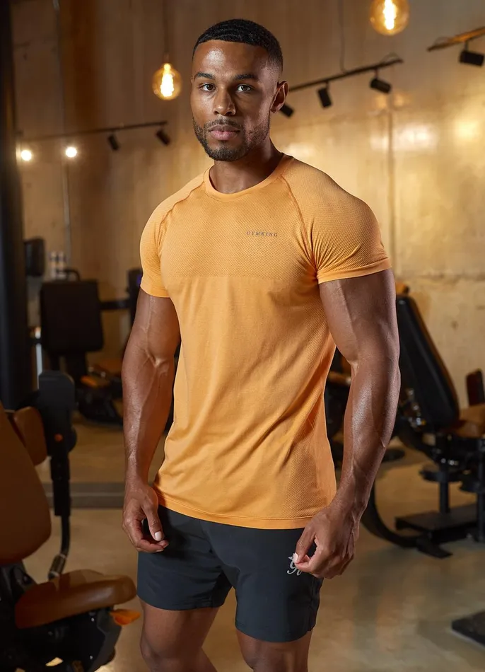 Gym King TShirts Men Seamless Tee 8211 Soft Orange