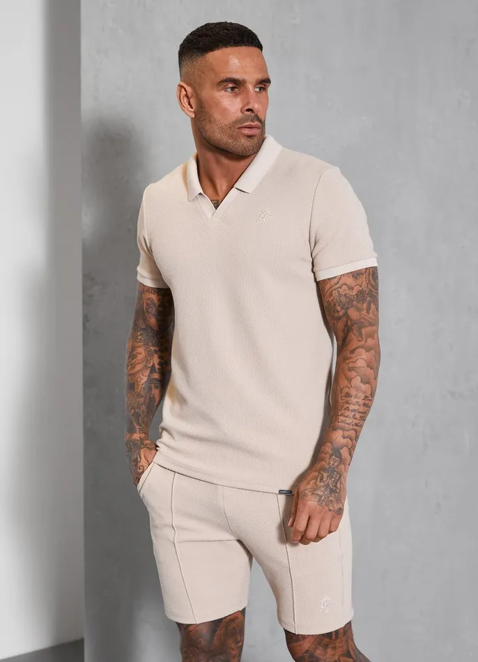 Gym King TShirts Men Signature Texture Polo 8211 Stone