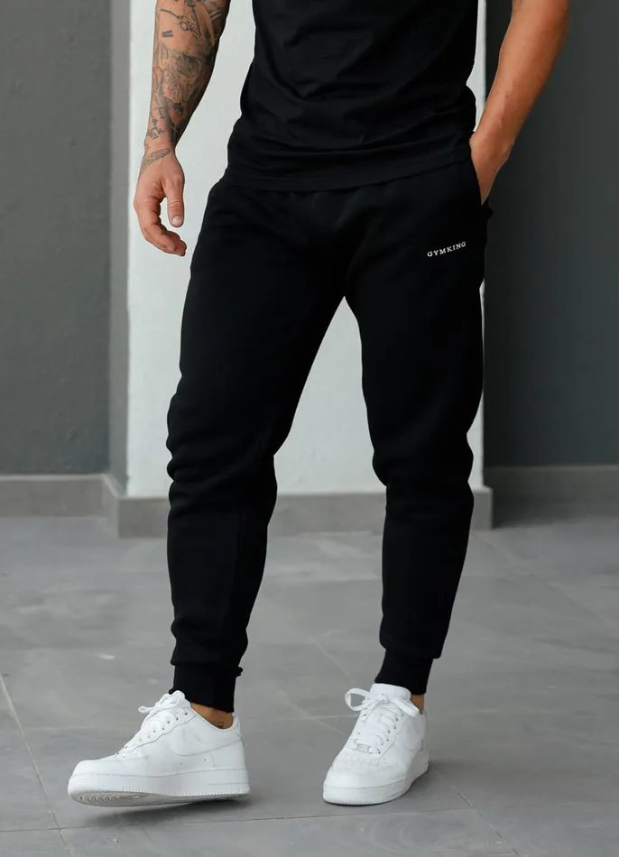 Gym King Tracksuit Bottoms Men Linear Fundamental Jogger 8211 Black