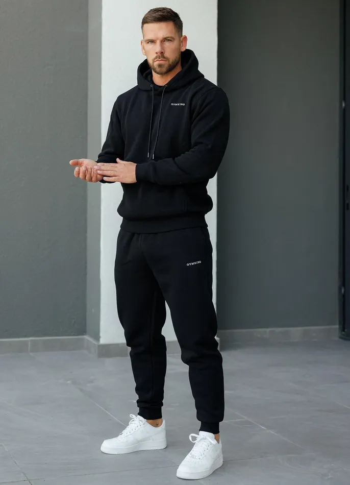 Gym King Tracksuit Bottoms Men Linear Fundamental Jogger 8211 Black
