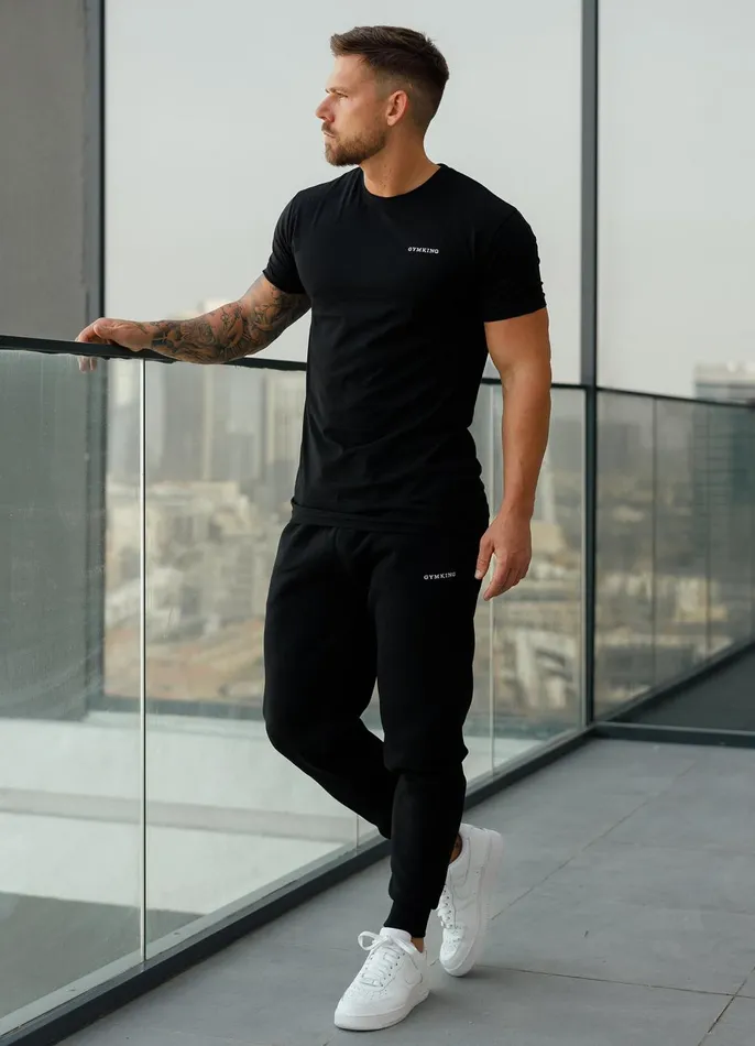 Gym King Tracksuit Bottoms Men Linear Fundamental Jogger 8211 Black