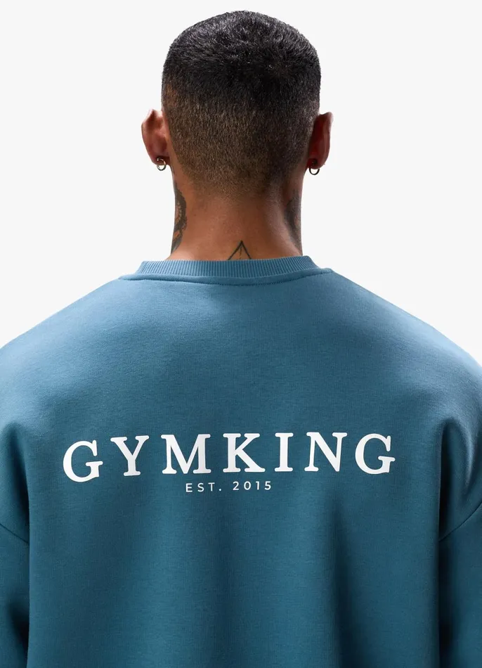 Gym King Tracksuits Men Established Crew Tracksuit 8211 Lake Blue
