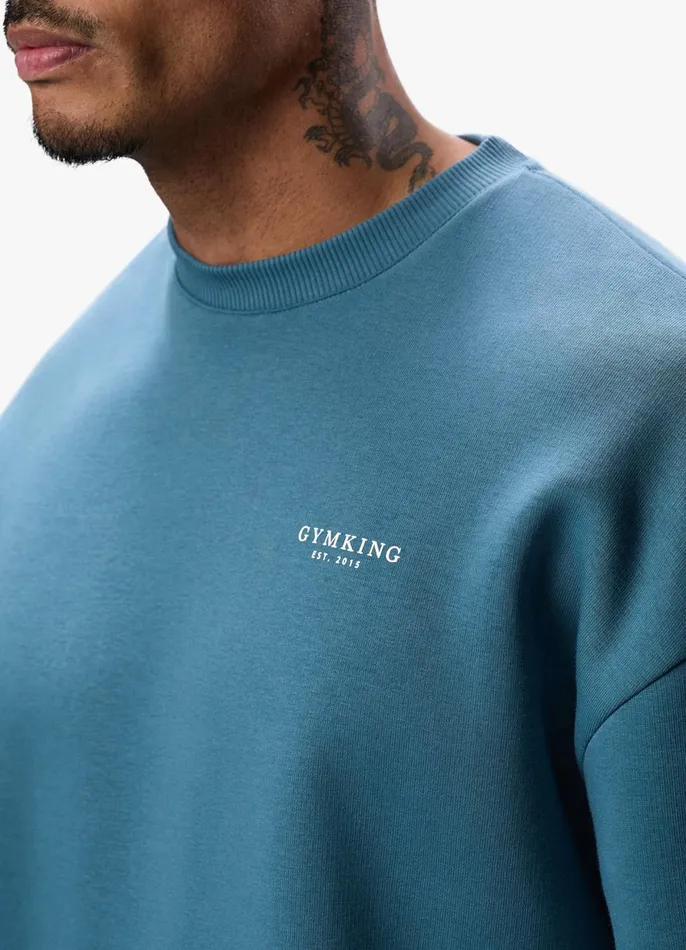 Gym King Tracksuits Men Established Crew Tracksuit 8211 Lake Blue