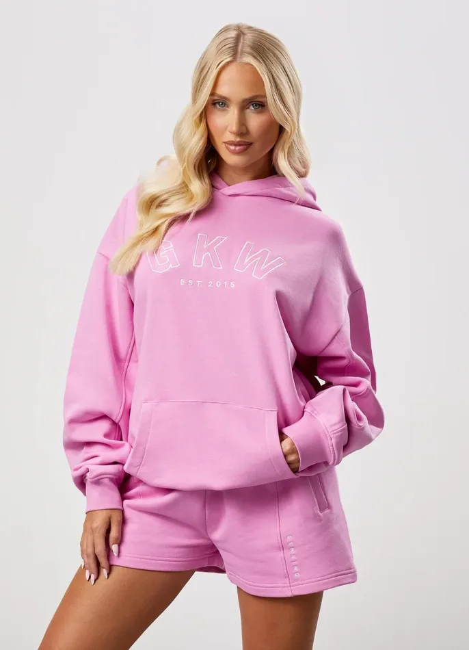 Gym King Tracksuits Women GKW Relaxed Fit Hoodie and Shorts 8211 Pink Rose