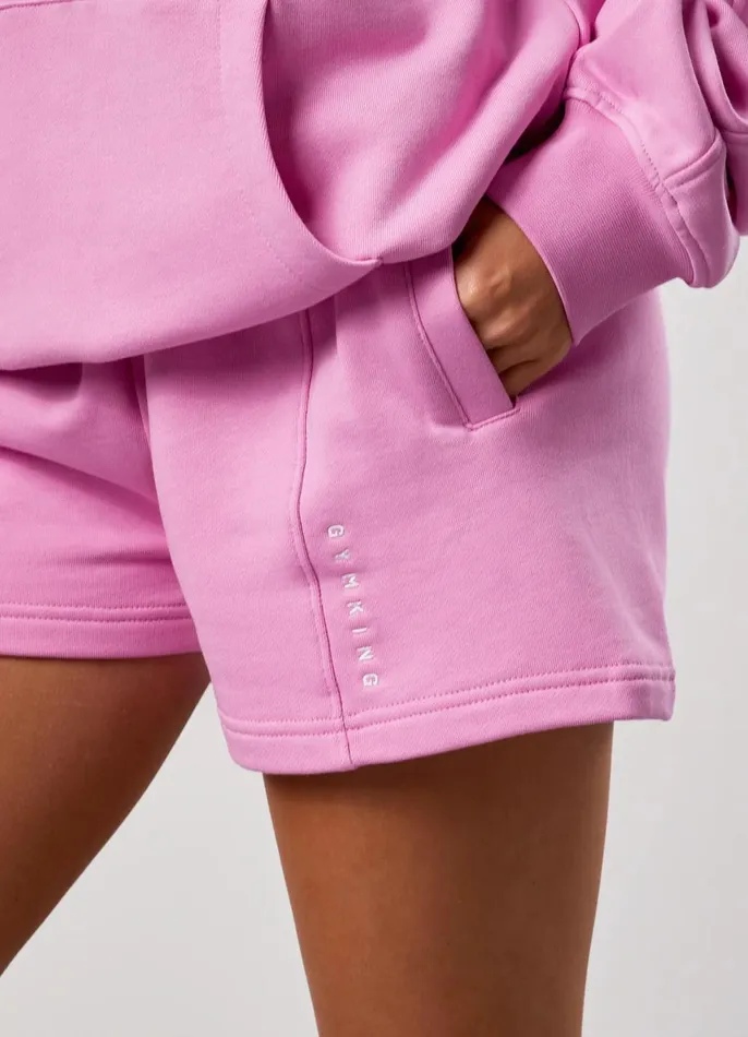 Gym King Tracksuits Women GKW Relaxed Fit Hoodie and Shorts 8211 Pink Rose