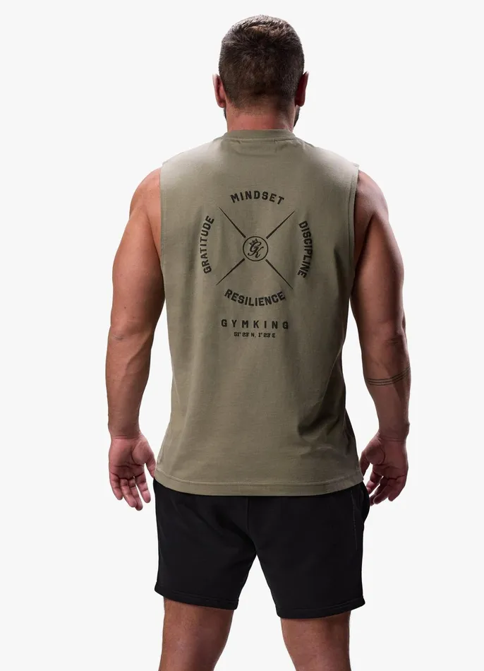 Gym King Vests Men Compass Tank 8211 Deep Khaki