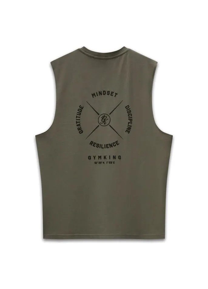Gym King Vests Men Compass Tank 8211 Deep Khaki