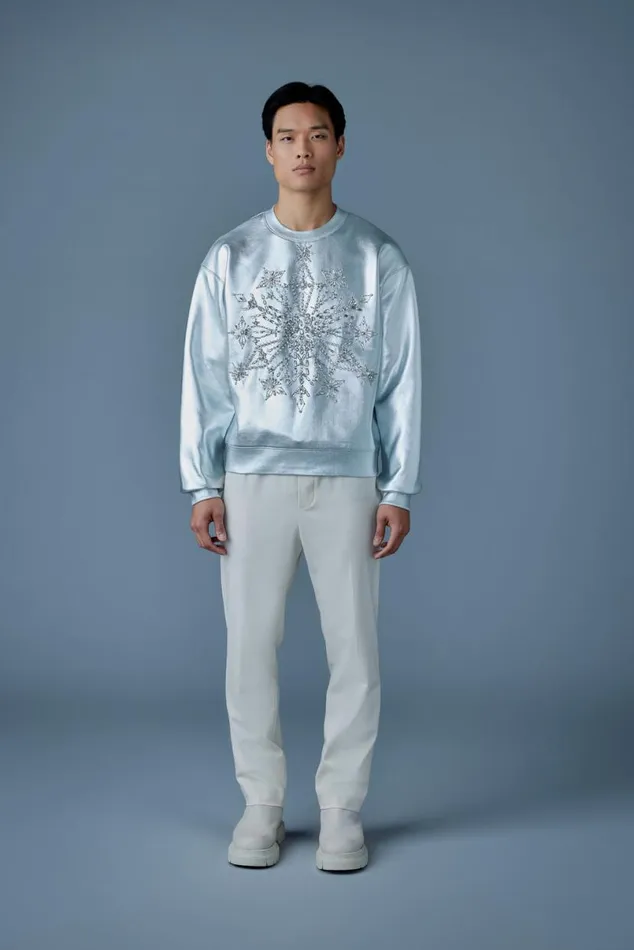 Hoodies and Tops Women Mackage MAZI Snowflake Diamante Appliqu Sweater Silver Hoodies and Tops Women Mackage MAZI Snowflake Diamante Appliqu Sweater Silver