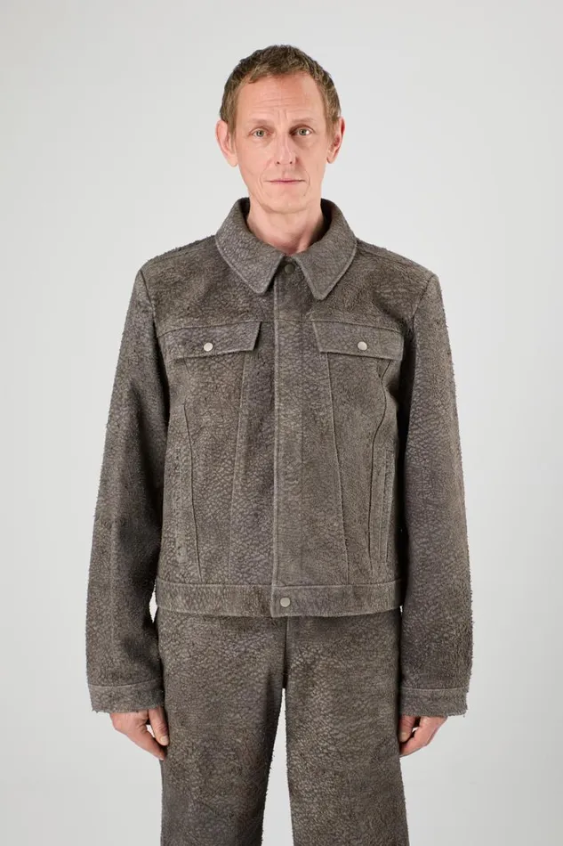 Jackets Women Camper Suede Jacket Gray Wrinkled Suede Leather Jacket