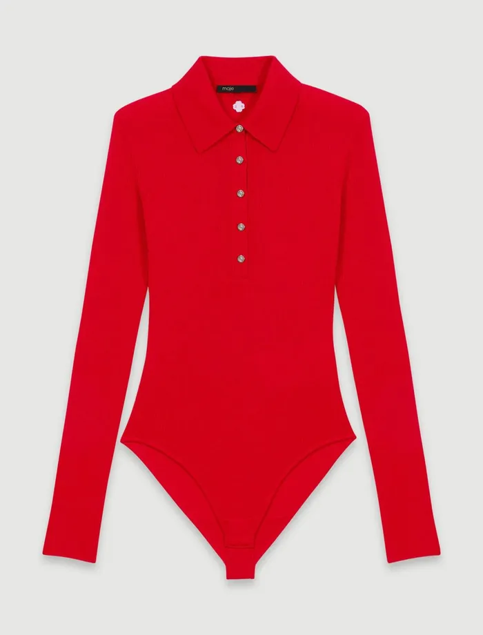 Jumpshort and Jumpsuits Women Maje Wool And Silk Bodysuit Red