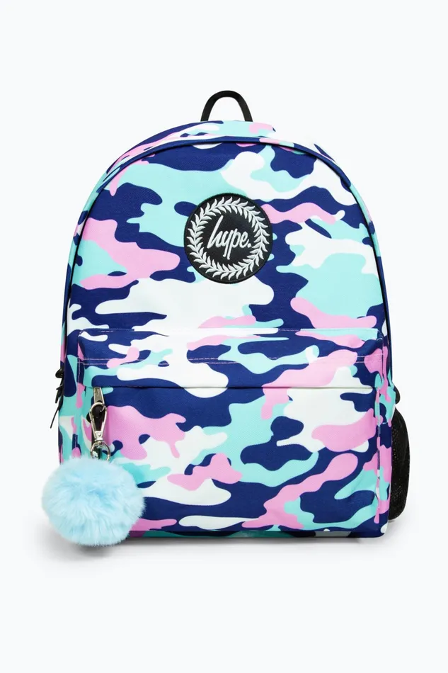 Just Hype Backpacks Hype Girls Iconic PinkBlue Evie Camo Backpack