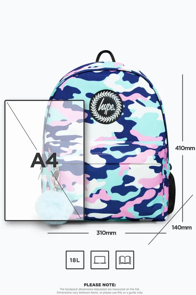 Just Hype Backpacks Hype Girls Iconic PinkBlue Evie Camo Backpack