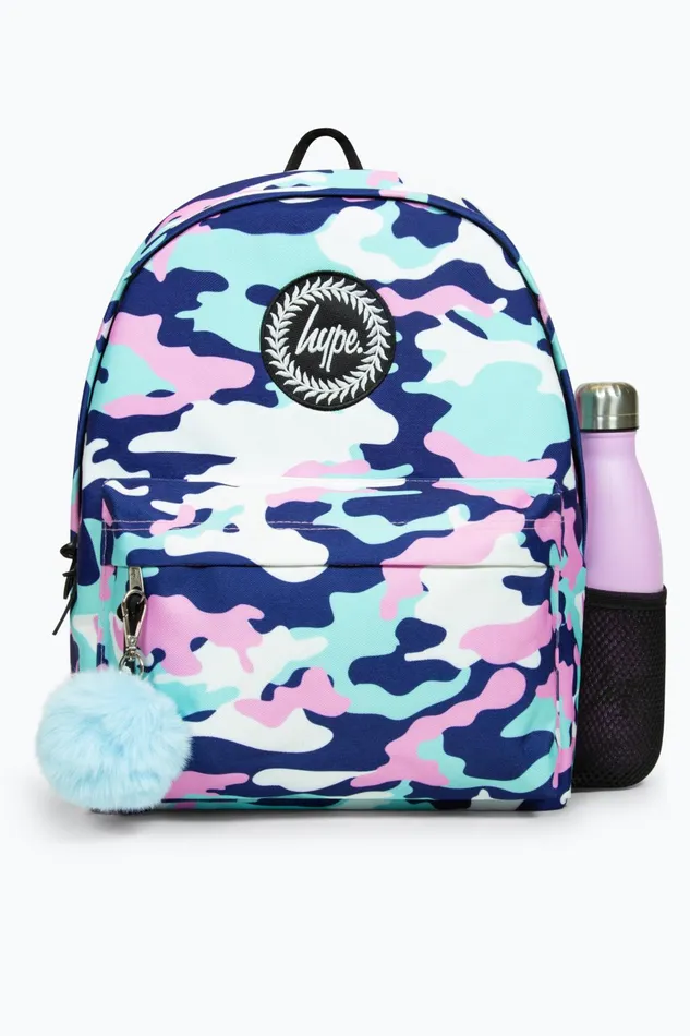 Just Hype Backpacks Hype Girls Iconic PinkBlue Evie Camo Backpack