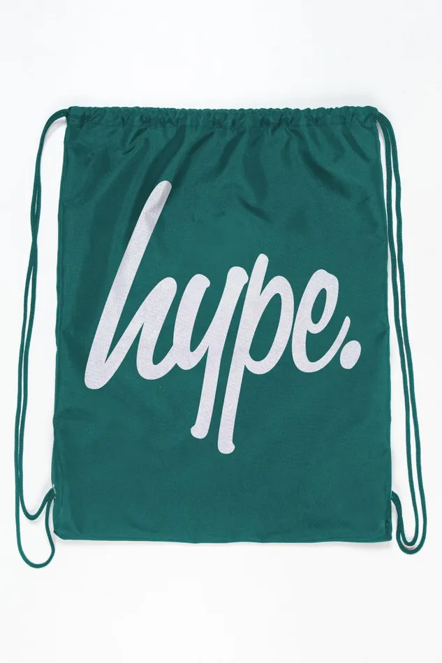 Just Hype Drawstring Bags Hype Unisex Teal Script Drawstring Bag
