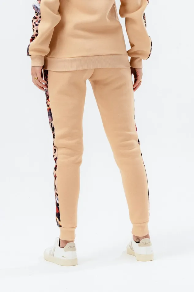 Just Hype Joggers Hype Womens Hazelnut Animal Print Label Joggers