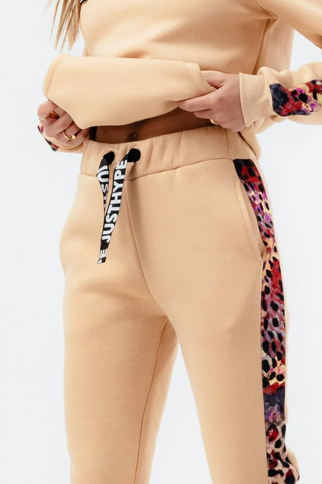 Just Hype Joggers Hype Womens Hazelnut Animal Print Label Joggers