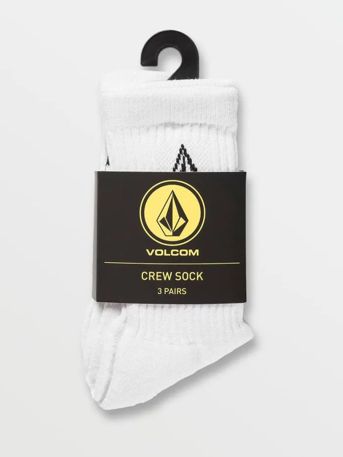 Kids Accessories Volcom Big Boys Full Stone 3 Pack Socks 8211 White