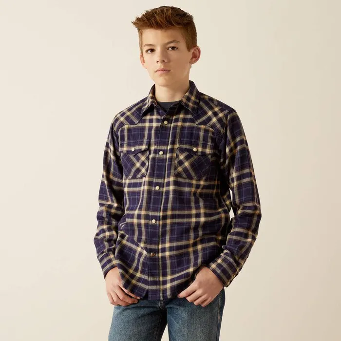 Kids Button Down Shirts Ariat Hayes Retro Fit Shirt Dark Denim