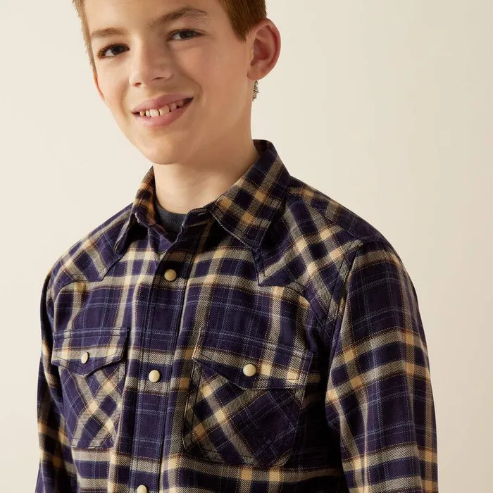 Kids Button Down Shirts Ariat Hayes Retro Fit Shirt Dark Denim Kids Button Down Shirts Ariat Hayes Retro Fit Shirt Dark Denim